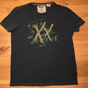Mexx men’s navy-turquoise cotton tee shirt